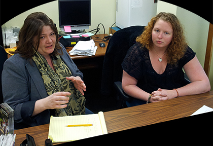 Left to rt - Ms. Rori Holford & Ms. Kasey Campbell - Center for Gender Studies Student Associates - April 2014